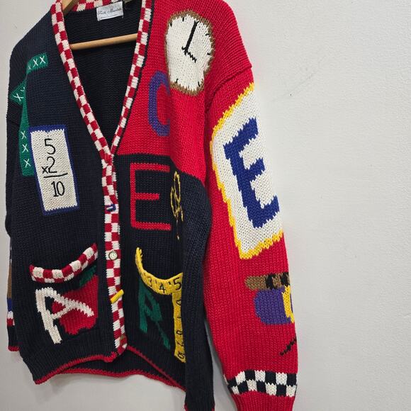 Faith Mtn. Womens Vintage 90s Novelty Cottage School Teacher Cardigan Sweater L - Picture 5 of 11